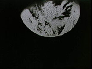 NASA picture: Earth seen on 23 dec. 1968 during Apollo 8 live TV transmission from RCA camera